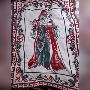 Christmas Santa Claus Throw Blanket Woven Cotton Tapestry